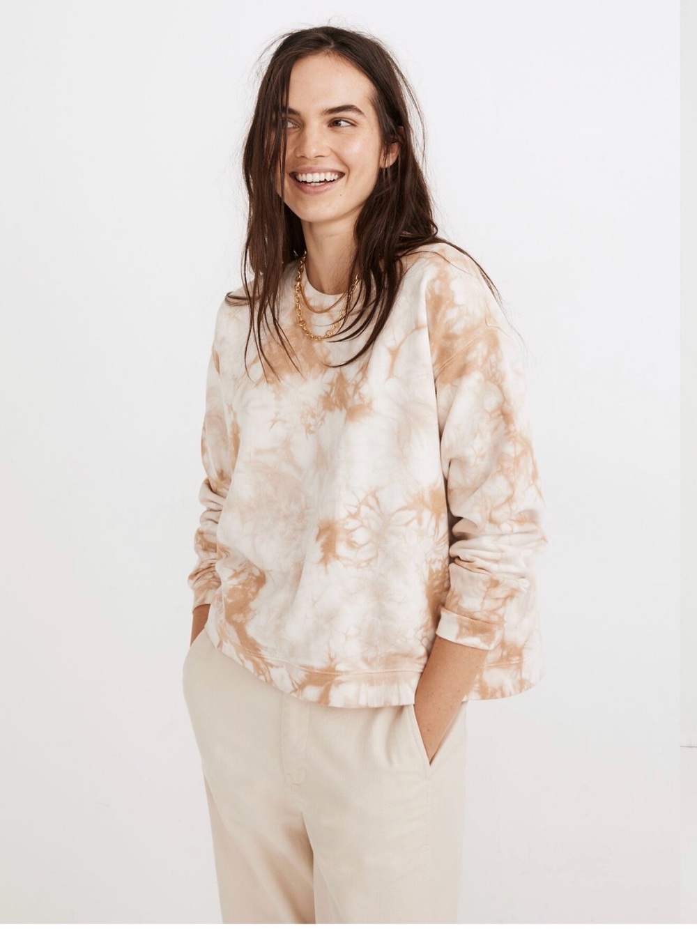 Madewell Tie-Dye Re(Sourced) Cotton Swing Sweatshirt - Earthen Sand